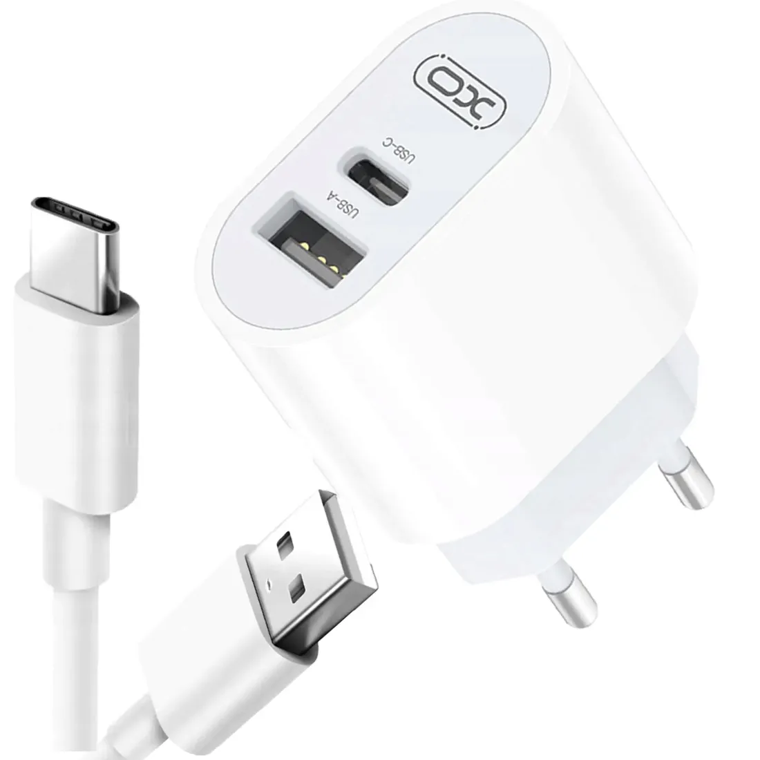 szybka-ladowarka-2-gniazda-fast-charge-kabel-usb-c-stan-nowy