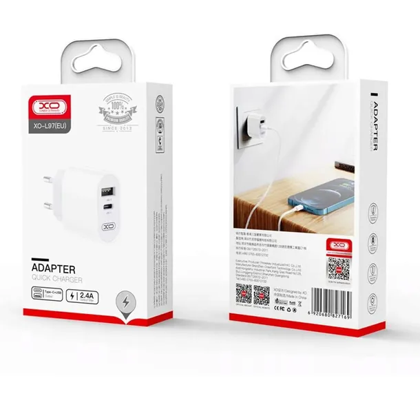 szybka-ladowarka-2-gniazda-fast-charge-kabel-usb-c-waga-z-opakowaniem-0-1-kg
