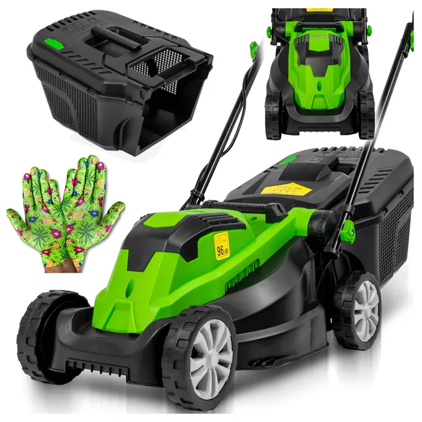 MOCNA LEKKA KOSIARKA ELEKTRYCZNA DO TRAWY DUŻY KOSZ 30L 2100W + RĘKAWICZKI
