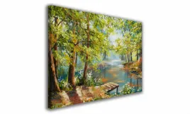 obraz-na-plotnie-097-staw-w-lesie-30x20cm