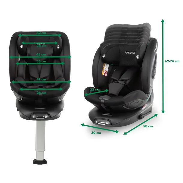 fotelik-samochodowy-kidwell-gocar-czarny-i-size-40-135-isofix-obrotowy-sposob-montazu-isofix-noga-stabilizujaca-samochodowy-pas-bezpieczenstwa