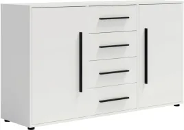 komoda-biala-150-cm-maxido-szafka-4-szuflady-2-drzwi-polki-uchwyty-czarne