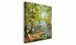 obraz-na-plotnie-097-staw-w-lesie-30x30cm
