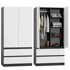 szafa-antracyt-biala-garderoba-duza-na-ubrania-otwierana-szuflady-90cm