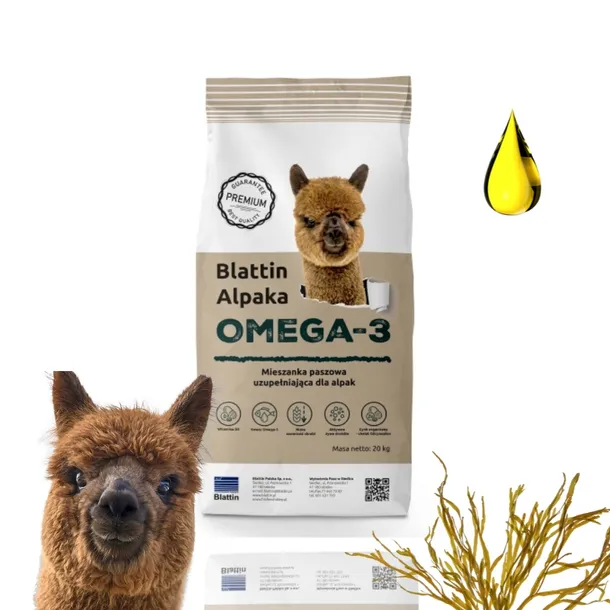Pasza Dla Alpak Omega 3 Włókno Kondycja Karma Blattin Mieszanka Worek 20kg