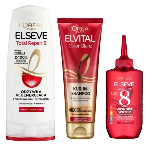 Zestaw Do Włosów Szampon Odżywki Kompleksowa Pielęgnacja Z Keratyną Loreal