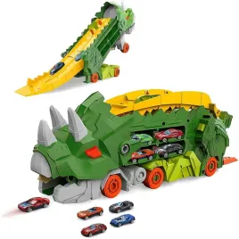 dinozaur-triceratops-transporter-tor-wyscigowy-4-auta-zestaw-3w1-zielony