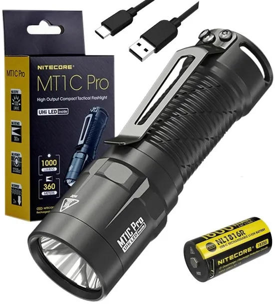 Kompaktowa Mocna Latarka NITECORE MT1C PRO1000lm Zasięg 360m IP68