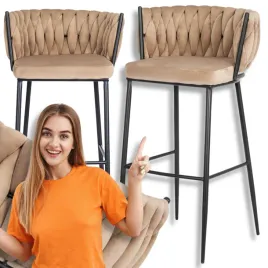 welurowy-hoker-bezowy-plecionka-z-oparciem-krzeslo-barowe-loft-flores
