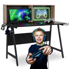 biurko-komputerowe-czarne-mlodziezowe-industrialne-z-nadstawka-loft-ice