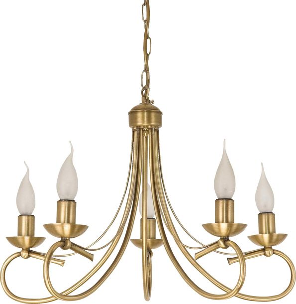 LAMPA SUFITOWA WISZĄCA KLASYCZNA ŚWIECZNIK ŻYRANDOL ZŁOTY ALFA II 2-290E14