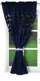zaslona-dekoracyjna-krotka-160x145cm-granatowa-wyciete-kola-len-gesty-splot