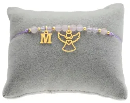 zlota-bransoletka-kamienie-naturalne-aniolek-literka-komunia-chrzest-grawe