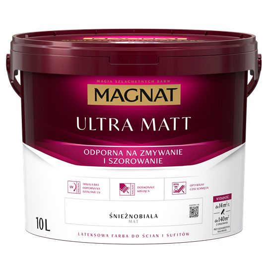 Farba do ścian MAGNAT ULTRA MATT 10L biała