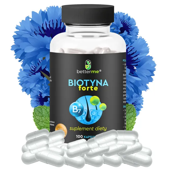 Biotyna Forte Na Włosy 10 mg Witaminy Skóra Paznokcie 100 tabletek BetterMe