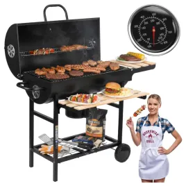grill-weglowy-ogrodowy-duzy-beczka-pokrywa-2-ruszty-popielnik-polki-drewno
