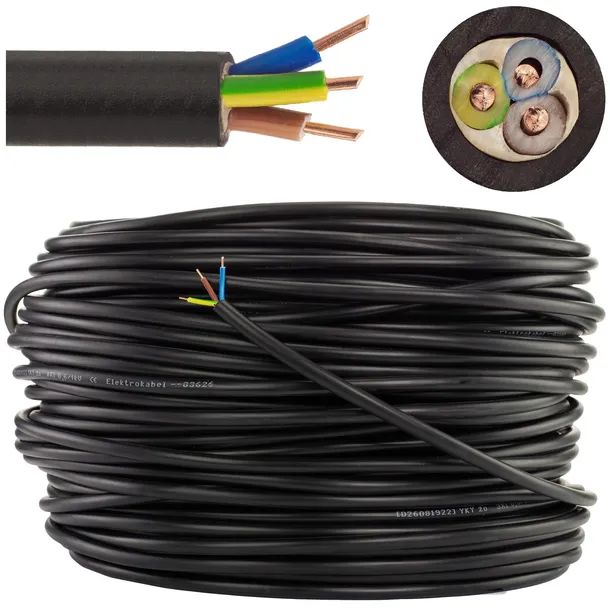 Kabel ziemny okrągły energetyczny YKY 3x1,5 30m Polski Producent