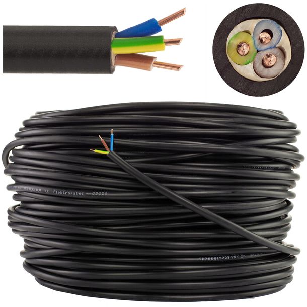 Kabel ziemny YKY 3x2,5 0,6/1kV ELEKTROKABEL KRĄŻEK 50 mb NKT, ELEKTROKABEL