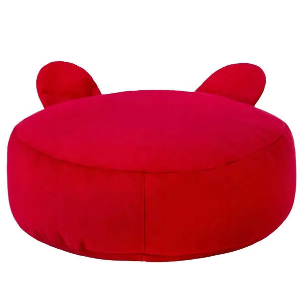 podnozek-pluszowy-ozdobny-teddy-pufa-czerwony-stan-nowy