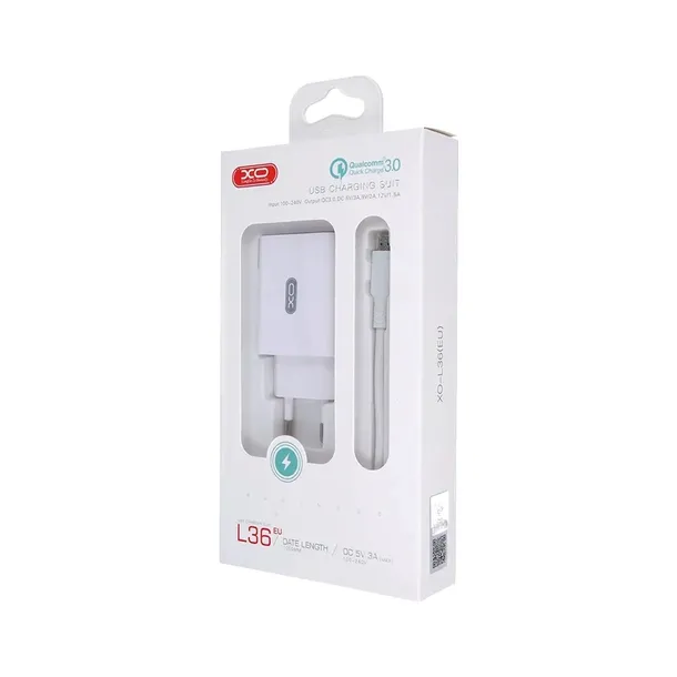 xo-ladowarka-1x-usb-biala-kabel-usb-c-zgodnosc-ze-standardem-quick-charge-3-0