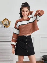 sweterek-dziewczecy-oversized-brazowy-z-paskami-na-jesien-shein-164