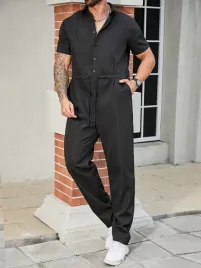 kombinezon-meski-czarny-casual-koszulowy-krotki-rekaw-shein-4xl-48