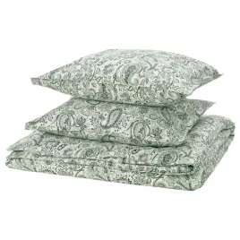 komplet-poscieli-200x200-i-2-poszewki-50x60-wzor-paisley-zielony-bialy-ikea