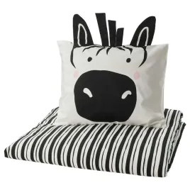 posciel-150x200-50x60-dla-dzieci-czarny-bialy-wzor-zebra-ikea-natthager