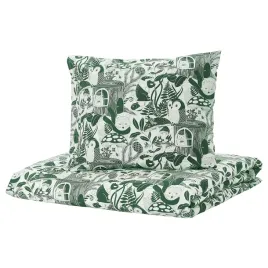 posciel-150x200cm-dla-dzieci-bialy-zielony-wzor-las-ikea-skogsduva