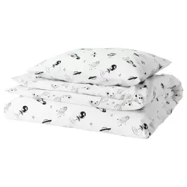 posciel-150x200cm-dla-dzieci-bialy-czarny-wzor-kosmos-ufo-ikea-aftonsparv