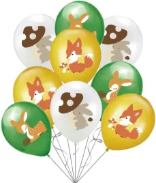 balony-lesne-zwierzatka-lis-grzyb-urodziny-9-sztuk