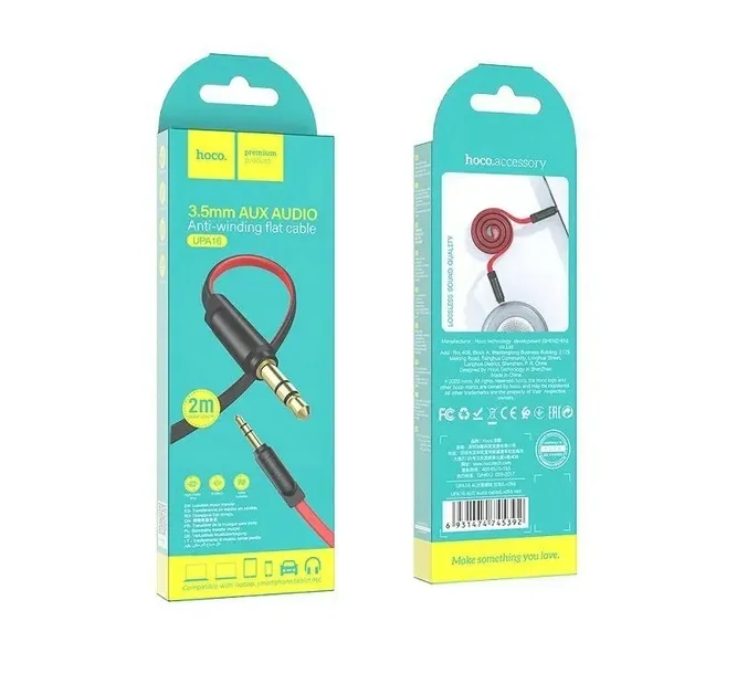 hoco-audio-kabel-upa16-aux-jack-3-5mm-2m-czerwony-dlugosc-przewodu-2-m