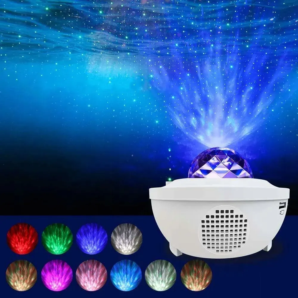 projektor-gwiazd-lampka-led-bluetooth-usb-biala-stan-nowy