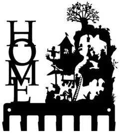 wieszak-na-klucze-dom-i-drzewa-home-czarny-loft