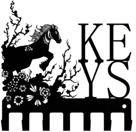 wieszak-na-klucze-konie-kwiaty-keys-czarny-loft