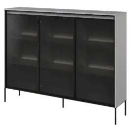 witryna-niska-przeszklona-salon-szara-150cm-tr-08-trend