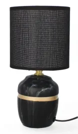 lampa-stolowa-dekoracja-glamour-ceramiczna-z-kloszem-lampka-nocna-czarna