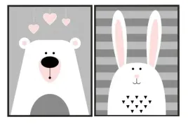 plakaty-dla-dzieci-mis-i-krolis-rozowy-pasy-a4