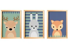 plakaty-zestaw-a4-dzieci-lesne-zwierzatka-granat