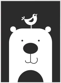 plakat-a3-misio-i-ptaszek-czarno-bialy-dzieci