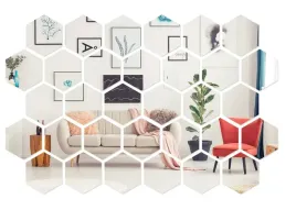 panele-scienne-lustro-akryl-18cm-hexagony-srebrne
