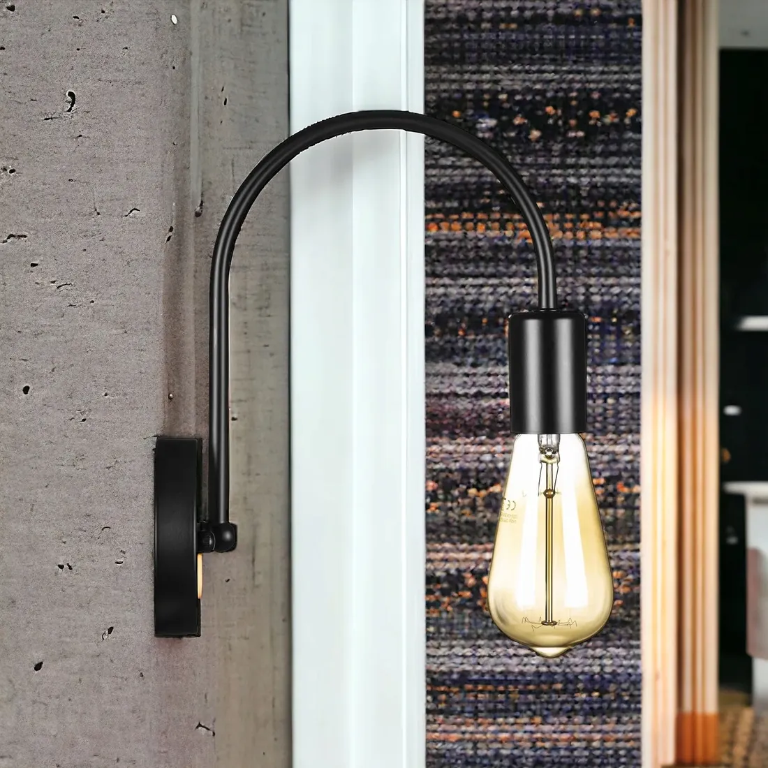 kinkiet-retro-luk-e27-loft-czarny-stan-nowy