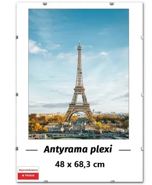 ANTYRAMA PLEXI 48x68,3 - 68,3x48 cm, RAMKA na PLAKAT, PUZZLE
