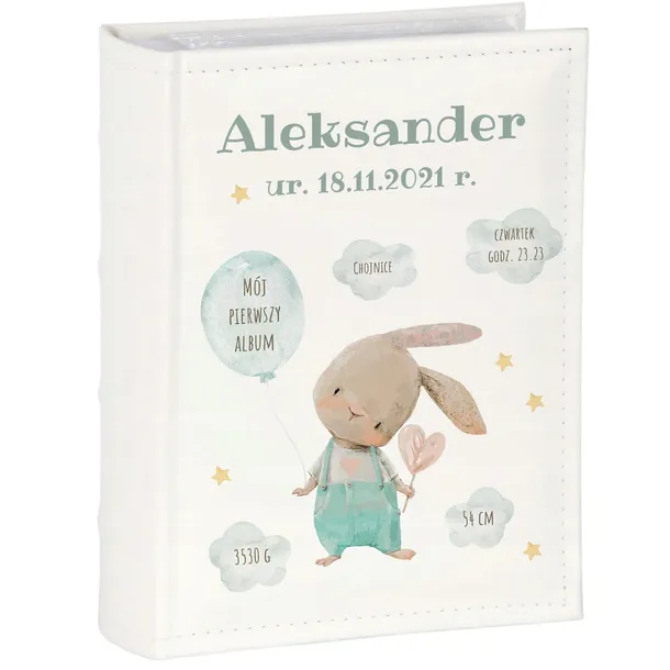 Album na zdjęcia 300 zdjęć Personalizowany Pamiątka Chrztu Roczek BOHO