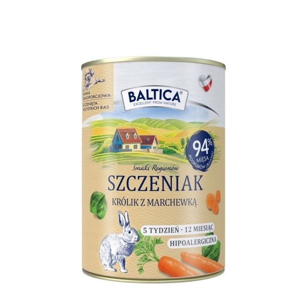 Baltica Smaki Regionów Królik z Marchewką Puszka 400g dla Szczeniaka