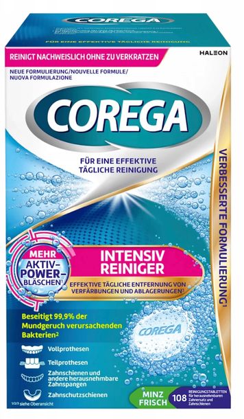 COREGA Intensiv tabletki do czyszczenia protez 108 sztuk Z NIEMIEC
