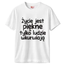 koszulka-biala-meska-zycie-jest-piekne-zabawny-prezent-r-3xl
