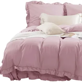 posciel-jednolita-160x200-2-poszewki-komplet-z-falbanka-ruffy-puder-roz