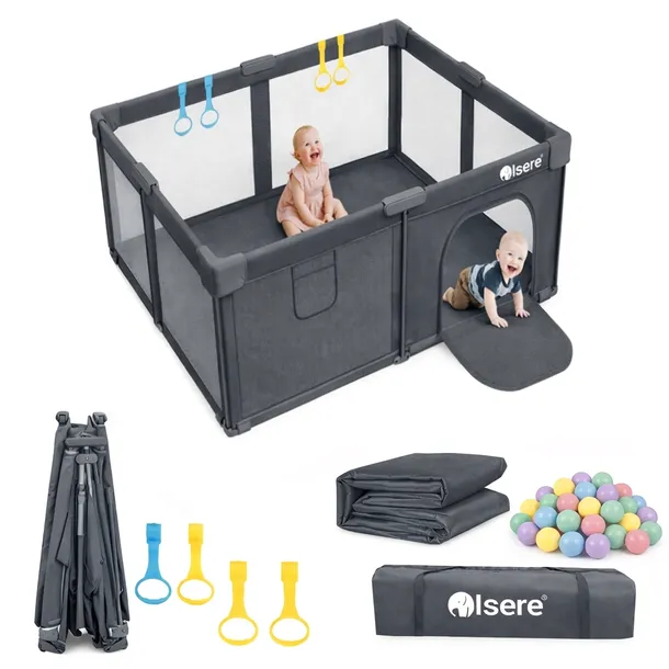 KOJEC DLA DZIECI SKŁADANY PREMIUM 130x130 MATA KULKI KOSZ SZYBKIE SKŁADANIE