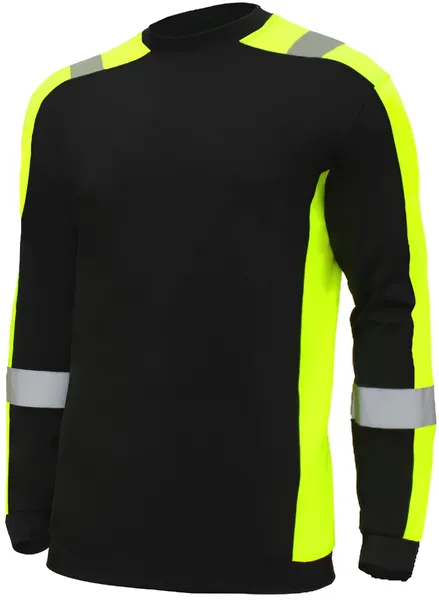 KOSZULKA T-SHIRT Z DŁUGIM RĘKAWEM ODBLASKOWA OSTRZEGAWCZA bawełniana
